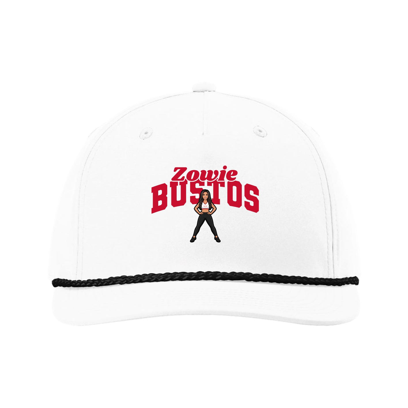 Five-Panel Classic Rope Cap — Signature Arch in White