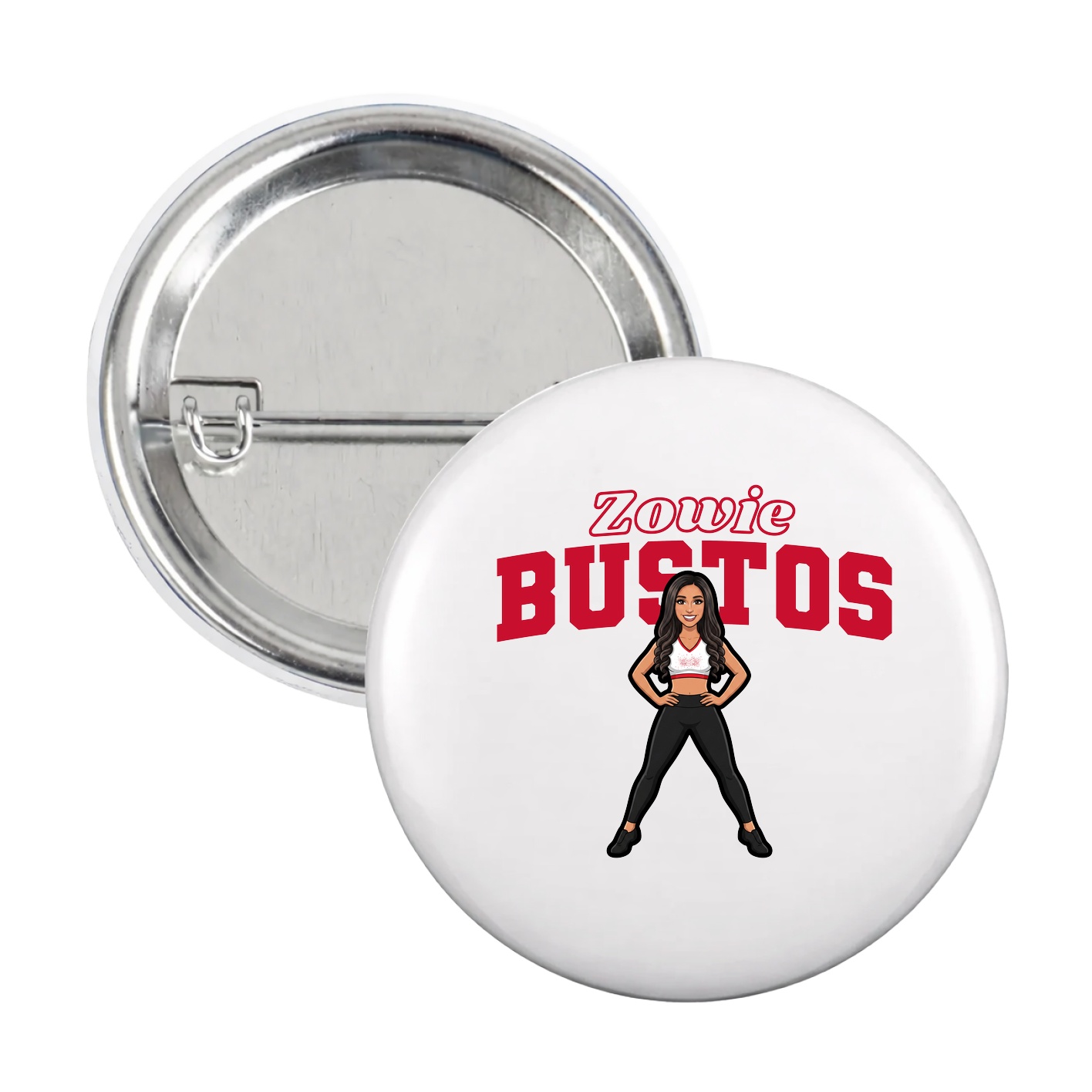 Game Day Button — Name Arch in White