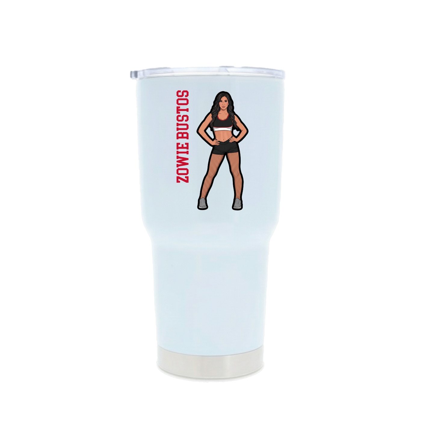 30oz Stainless Steel Tumbler — Name Vertical in White