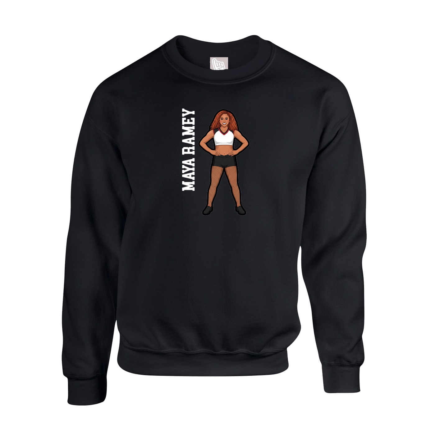 Fleece Crew — Name Vertical in Black