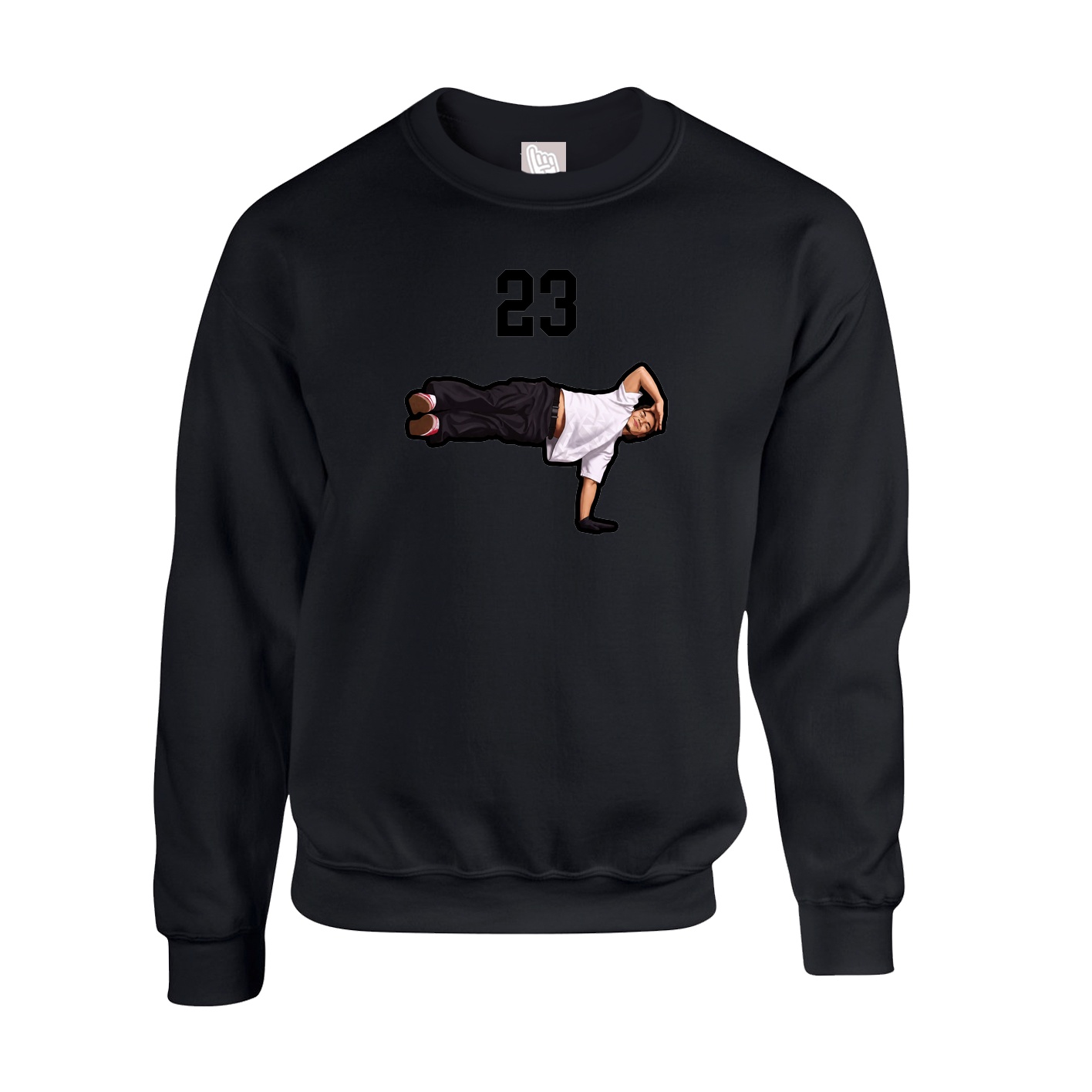 Fleece Crew — Number Top in Black