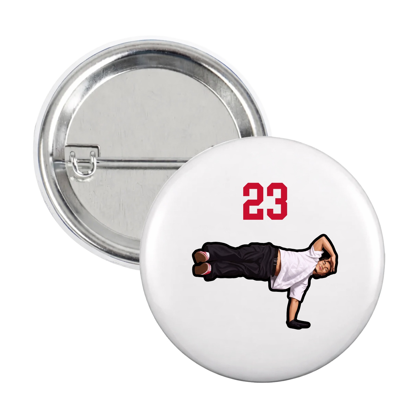 Game Day Button — Number Top in White