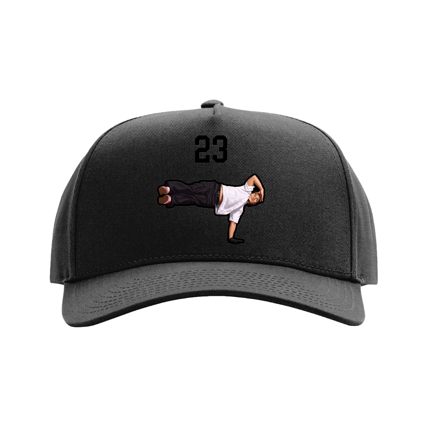 Full Fabric Five-Panel Champ Cap — Number Top in Black