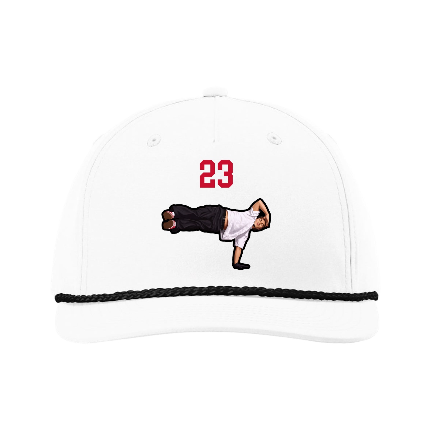 Five-Panel Classic Rope Cap — Number Top in White