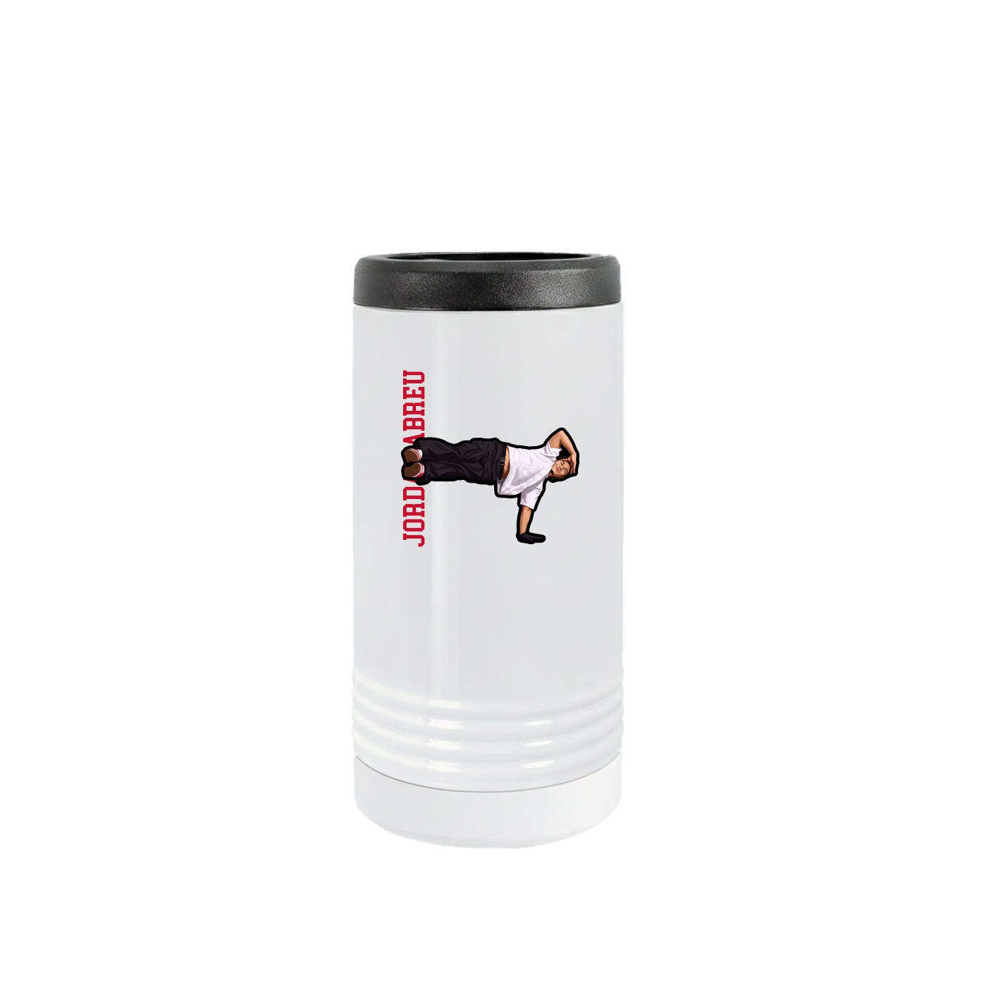 Slim Beverage Holder — Name Vertical in White