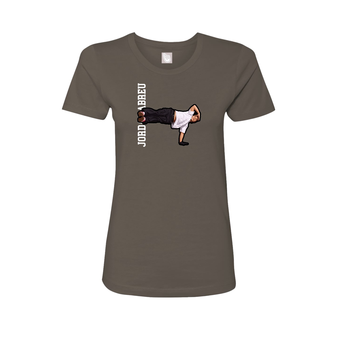 Fitted Women's Tee — Name Vertical in Grey