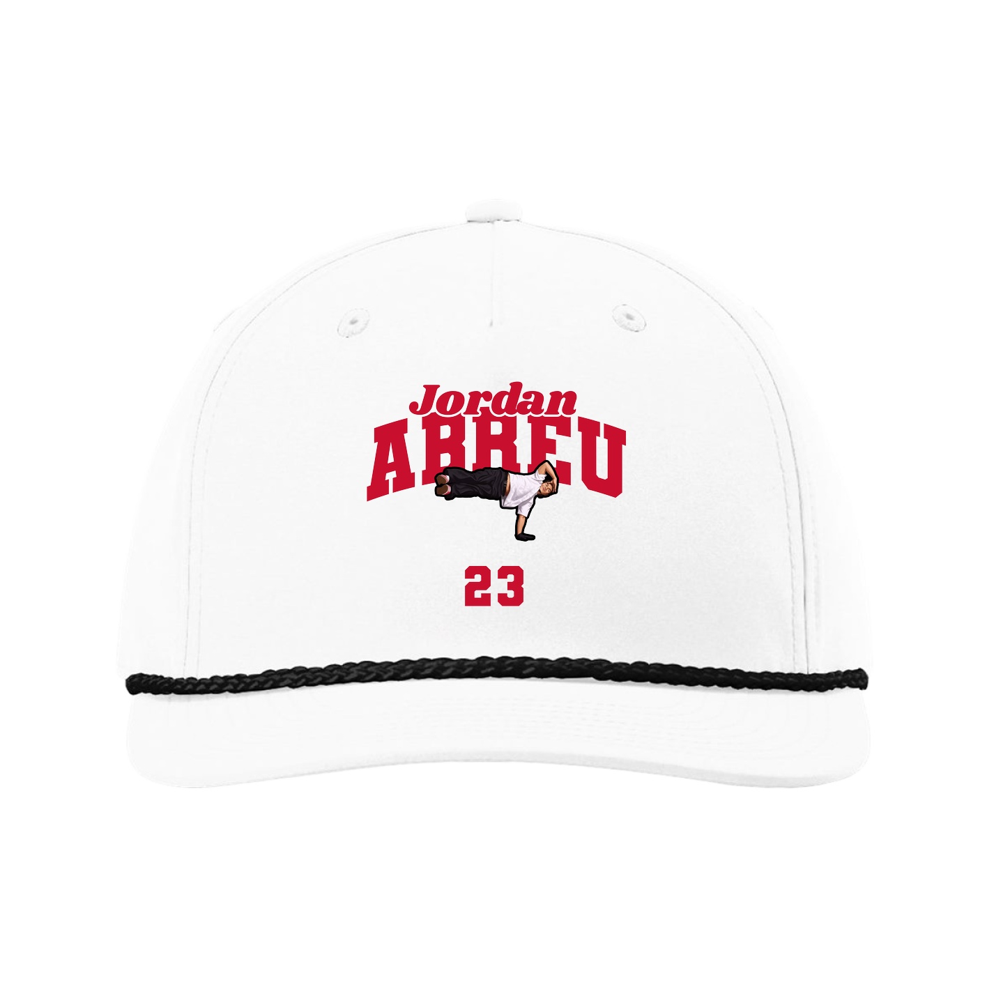 Five-Panel Classic Rope Cap — Signature Arch in White