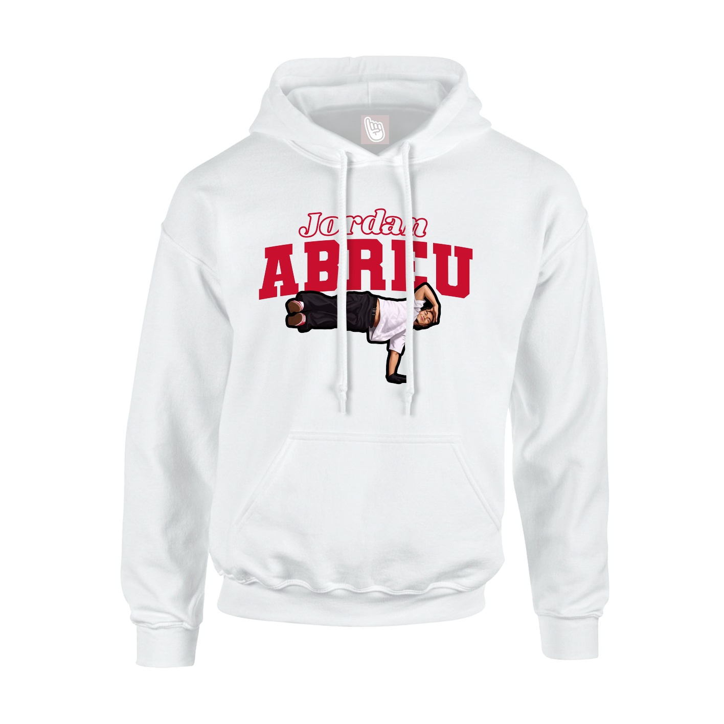 Youth Hoodie — Name Arch in White