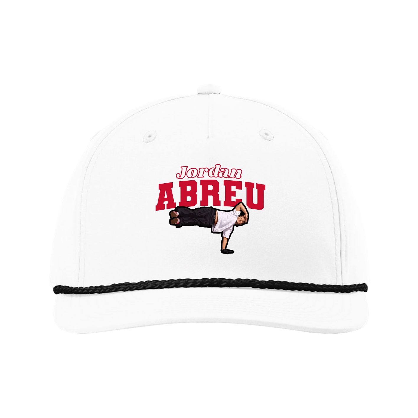 Five-Panel Classic Rope Cap — Name Arch in White