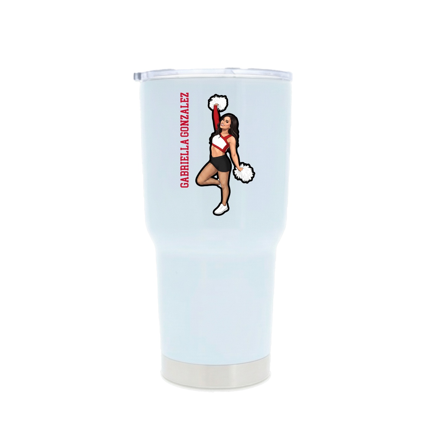 30oz Stainless Steel Tumbler — Name Vertical in White