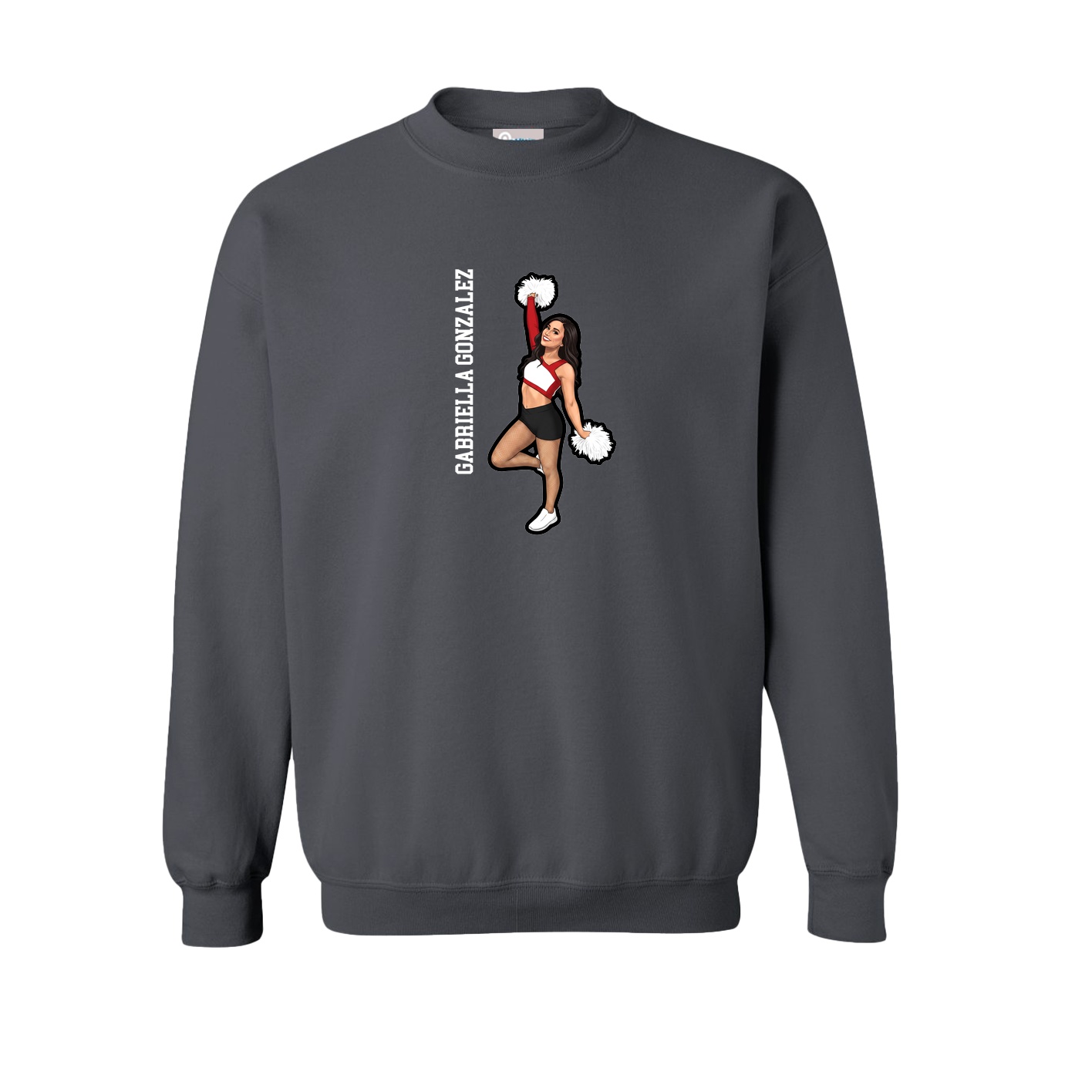 Fleece Crew — Name Vertical in Grey