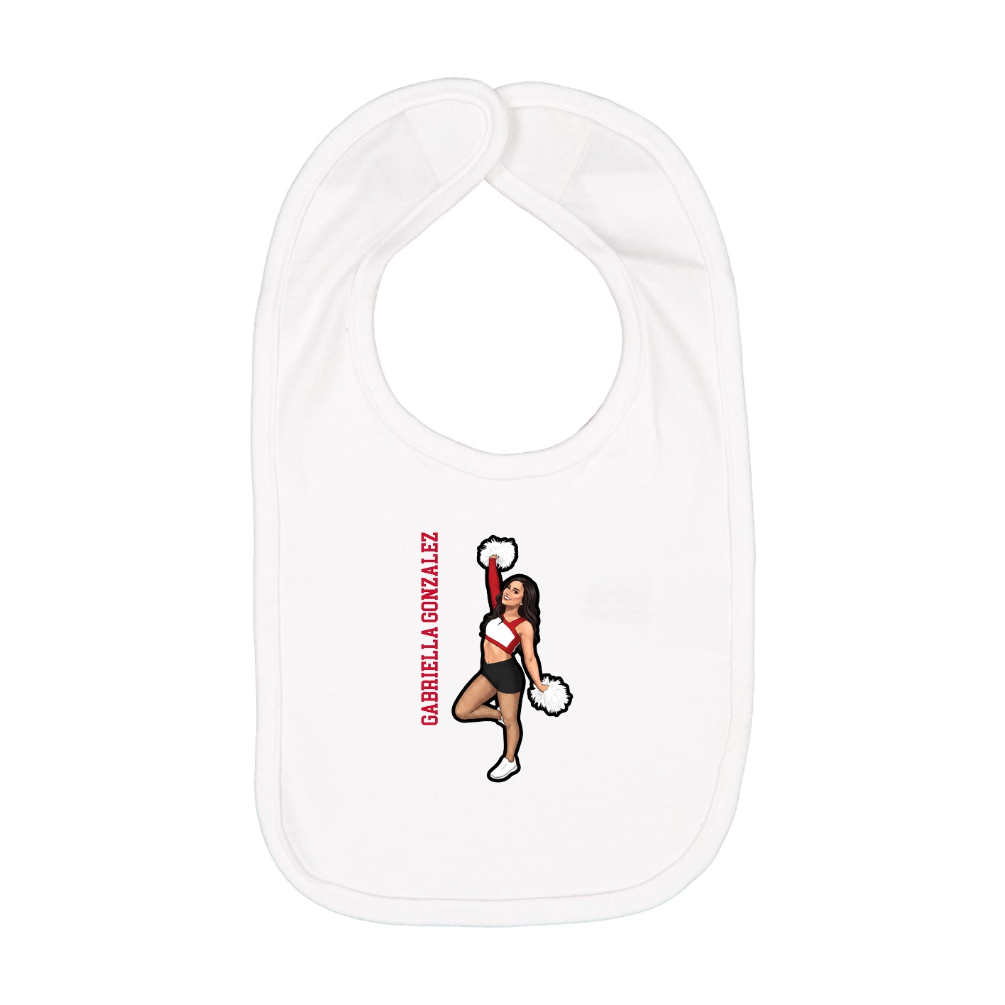 Infant Bib — Name Vertical in White