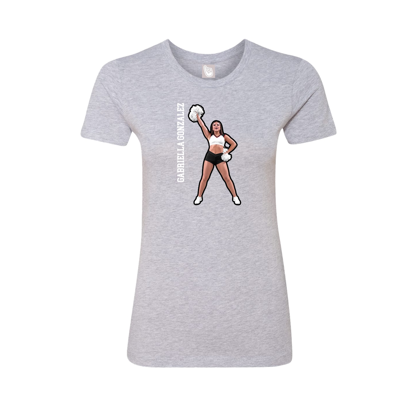 Fitted Women's Tee — Name Vertical in Grey