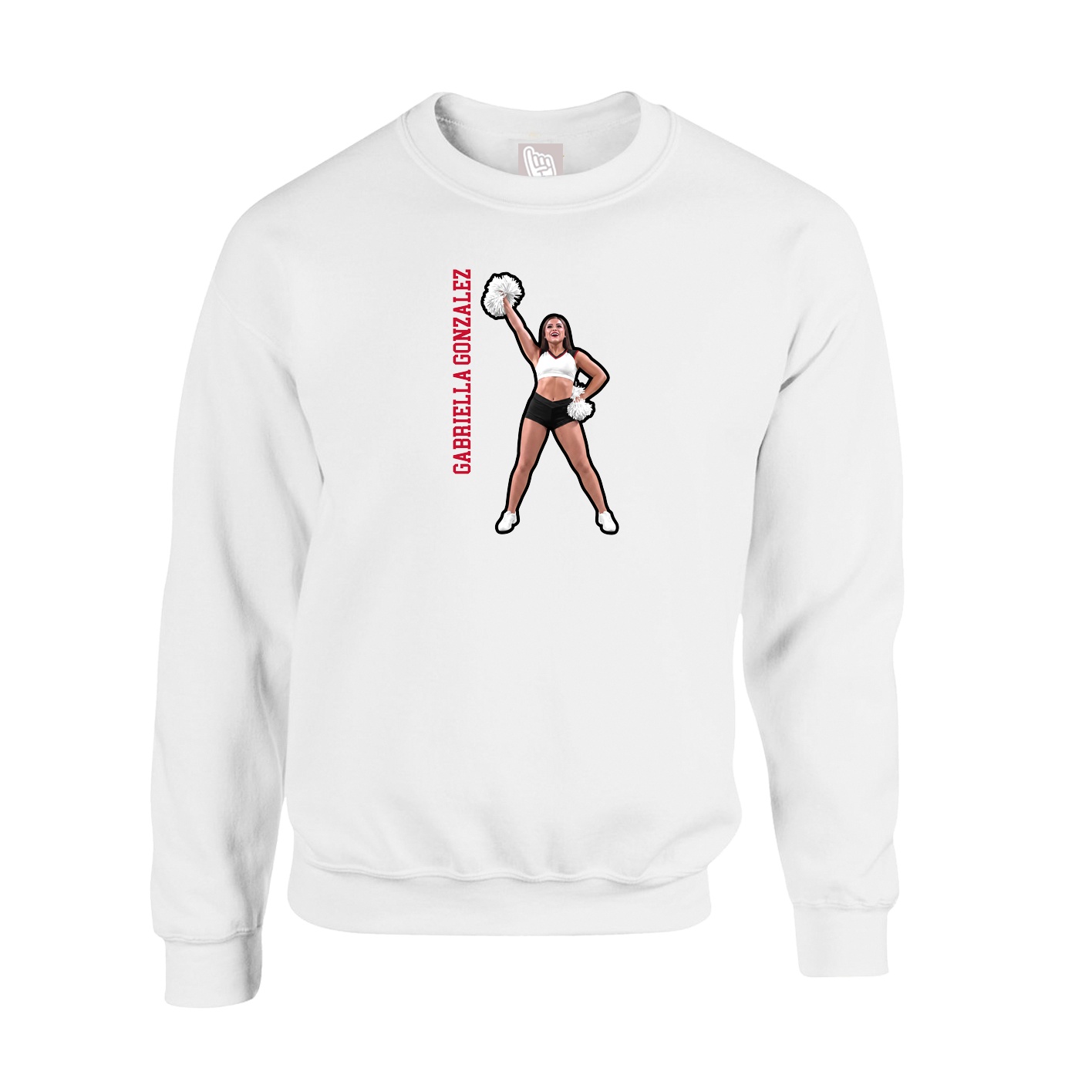Fleece Crew — Name Vertical in White