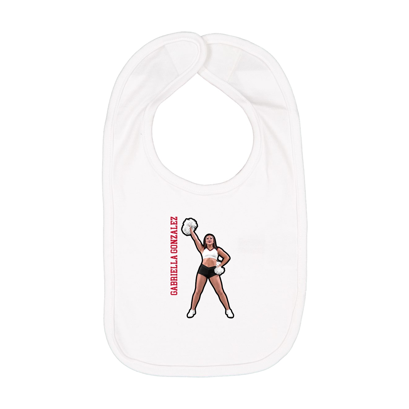 Infant Bib — Name Vertical in White