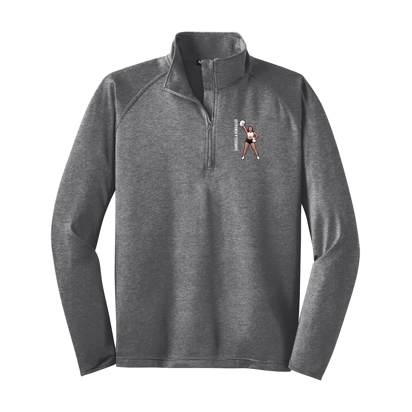 Q-Zip Pullover — Name Vertical in Grey