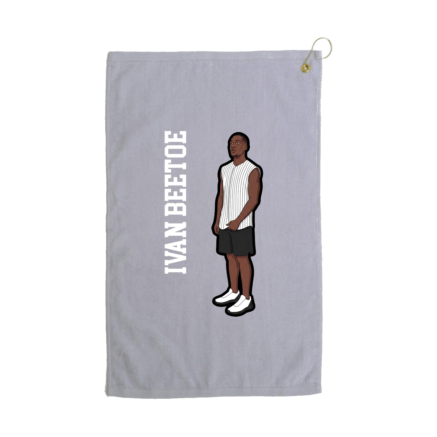 Golf Towel — Name Vertical in Grey