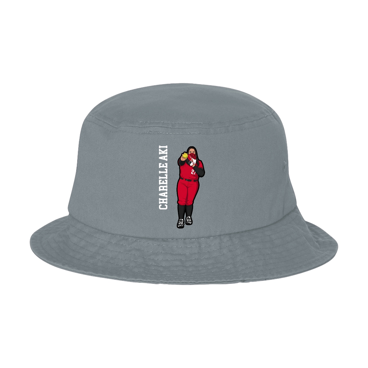 Bucket Cap — Name Vertical in Grey