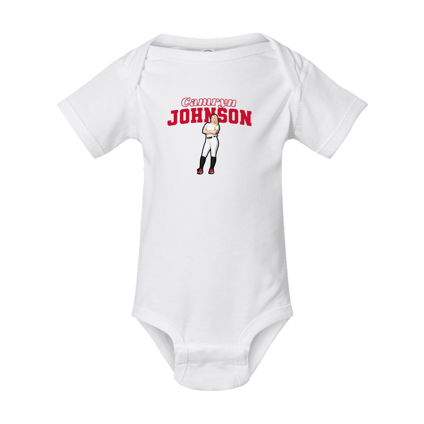 Baby Onesie — Name Arch in White
