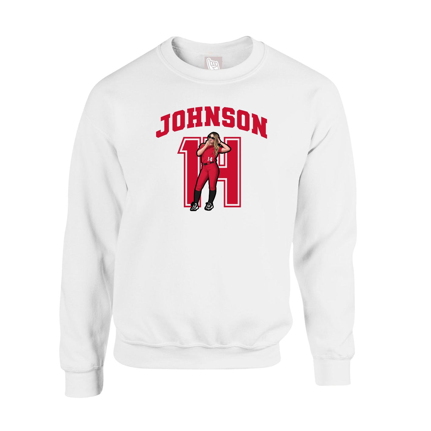 Fleece Crew — Number in White