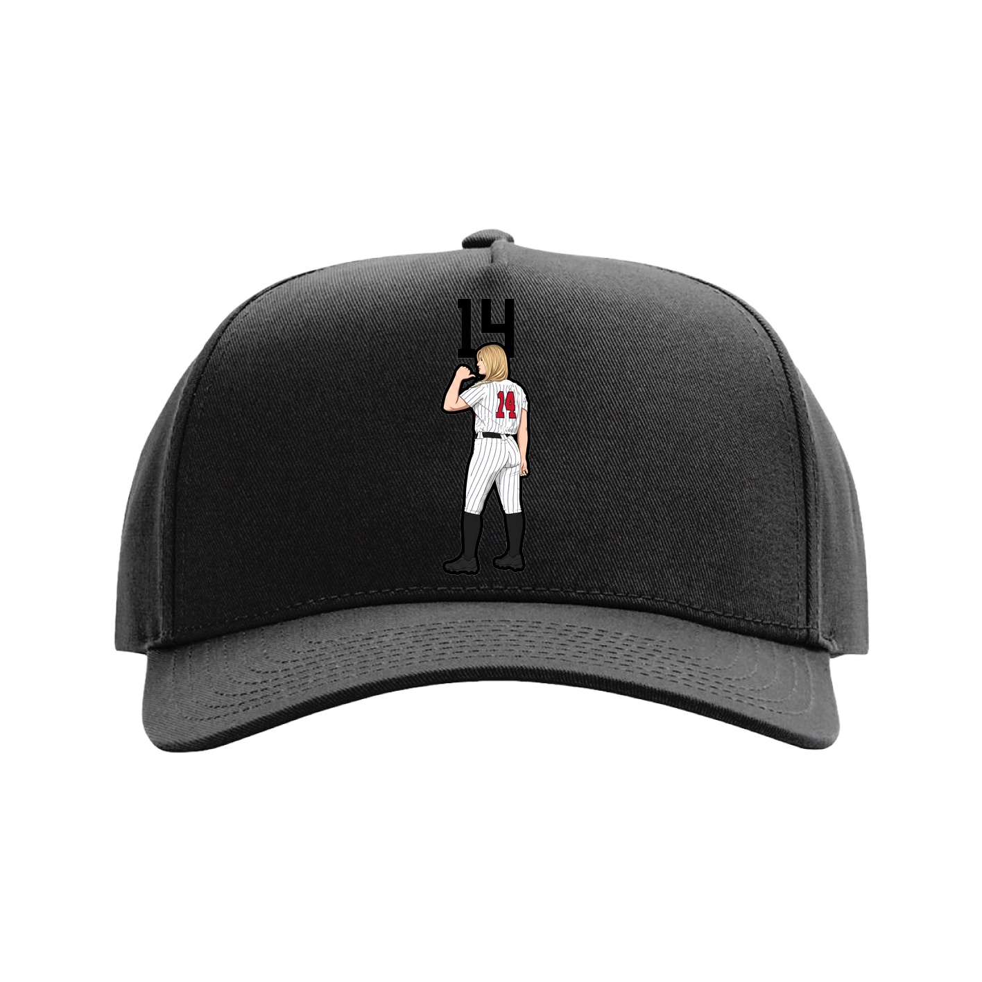 Full Fabric Five-Panel Champ Cap — Number Top in Black