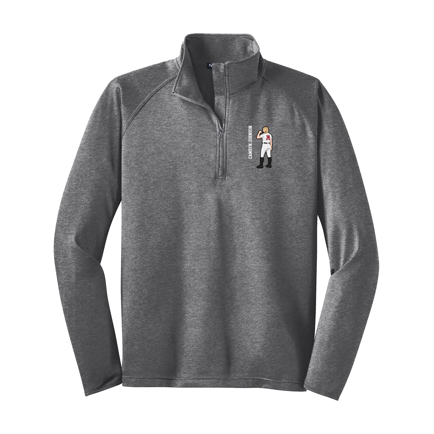 Q-Zip Pullover — Name Vertical in Grey