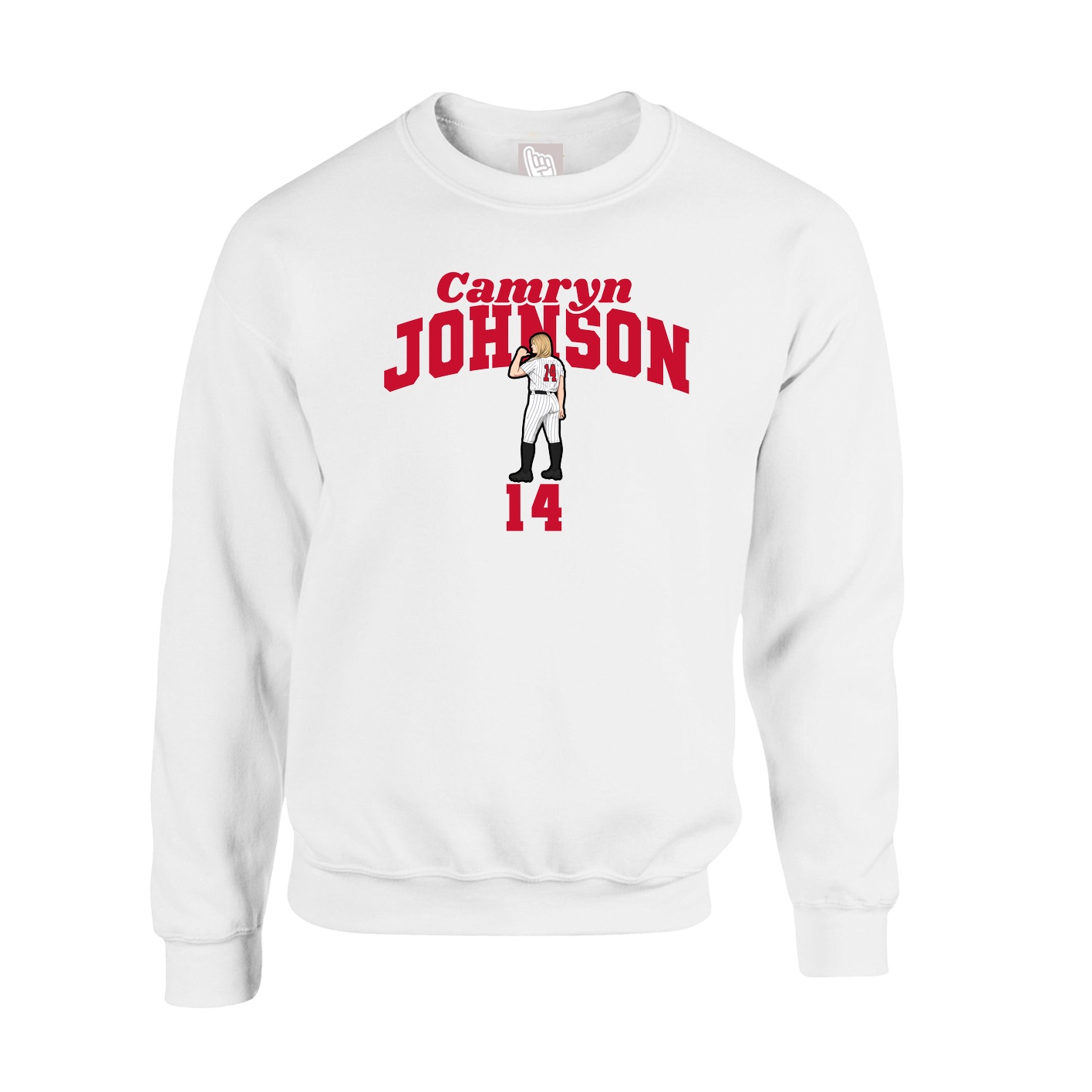 Fleece Crew — Signature Arch in White