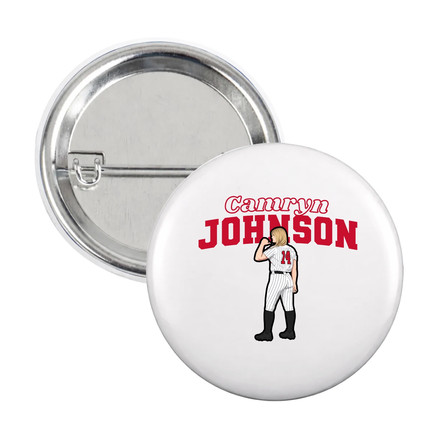 Game Day Button — Name Arch in White