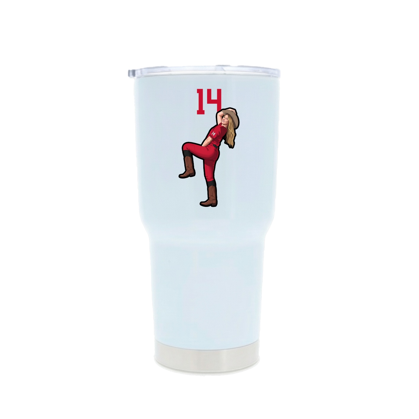 30oz Stainless Steel Tumbler — Number Top in White