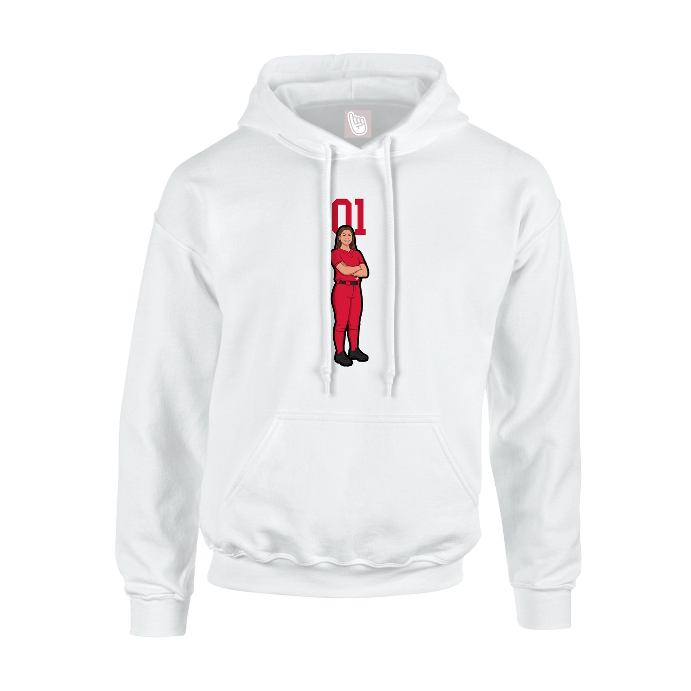 Youth Hoodie — Number Top in White