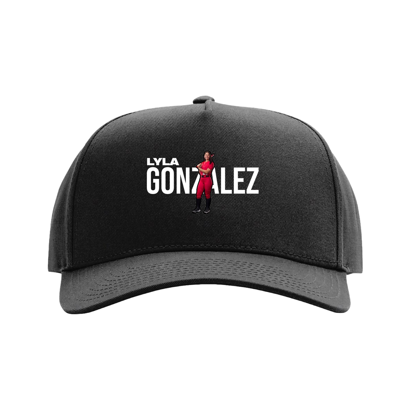 Full Fabric Five-Panel Champ Cap — Player Name in Black