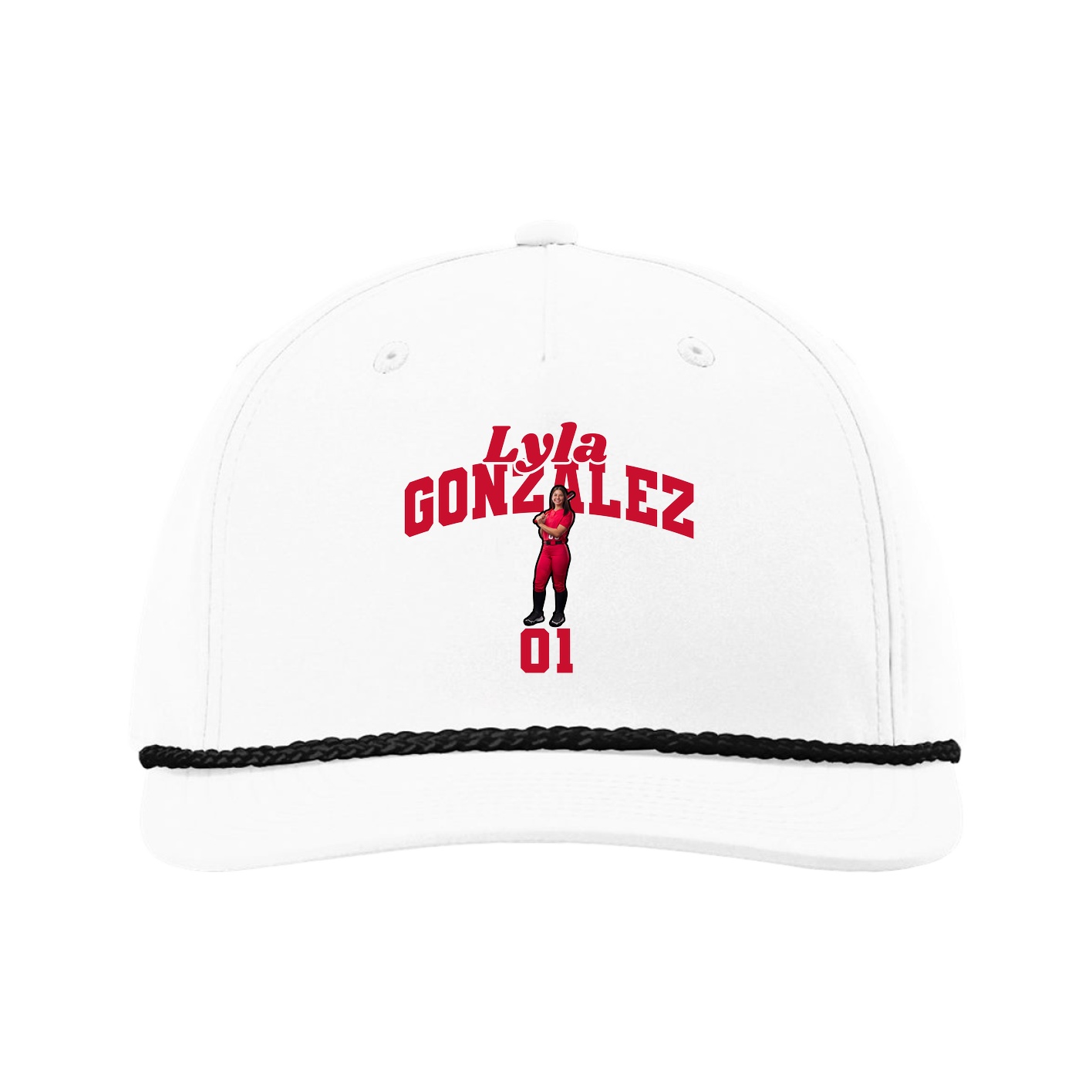 Five-Panel Classic Rope Cap — Signature Arch in White