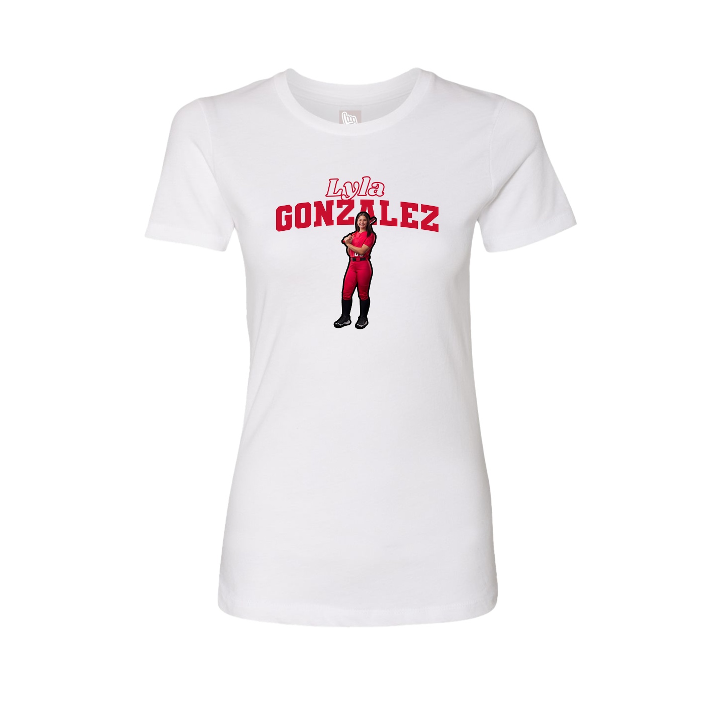 Fitted Women's Tee — Name Arch in White