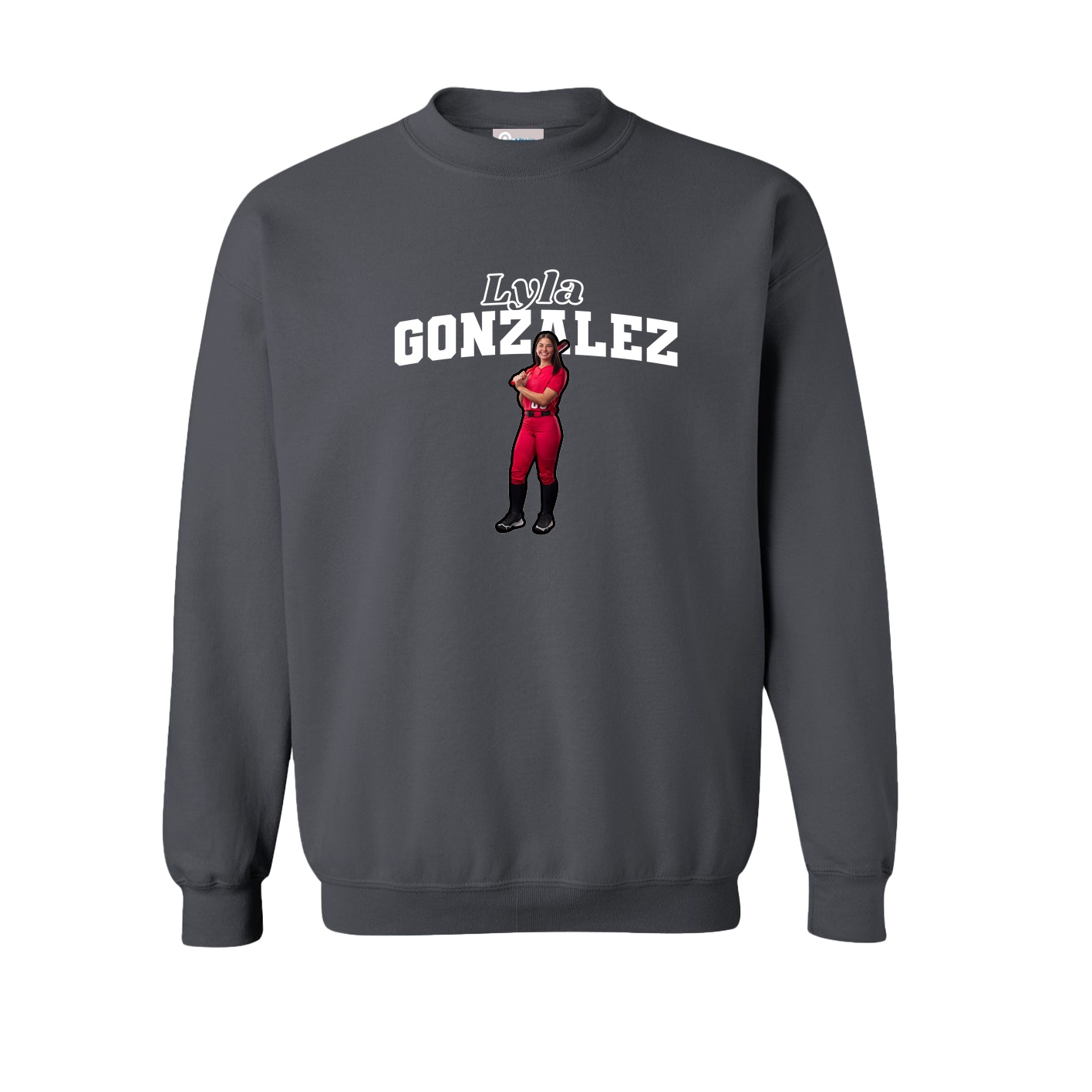 Fleece Crew — Name Arch in Grey
