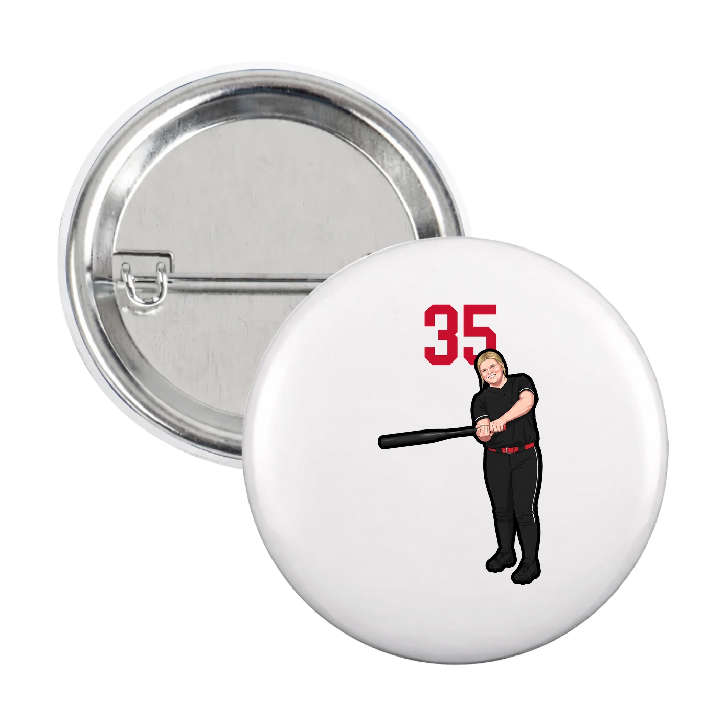 Game Day Button — Number Top in White