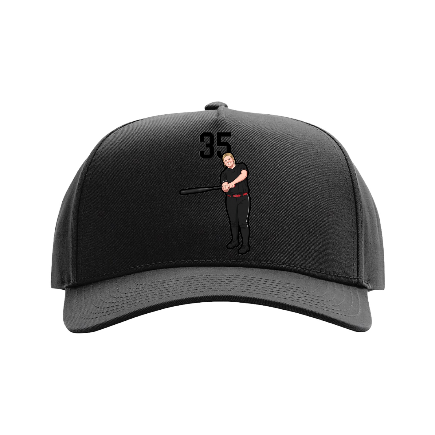 Full Fabric Five-Panel Champ Cap — Number Top in Black
