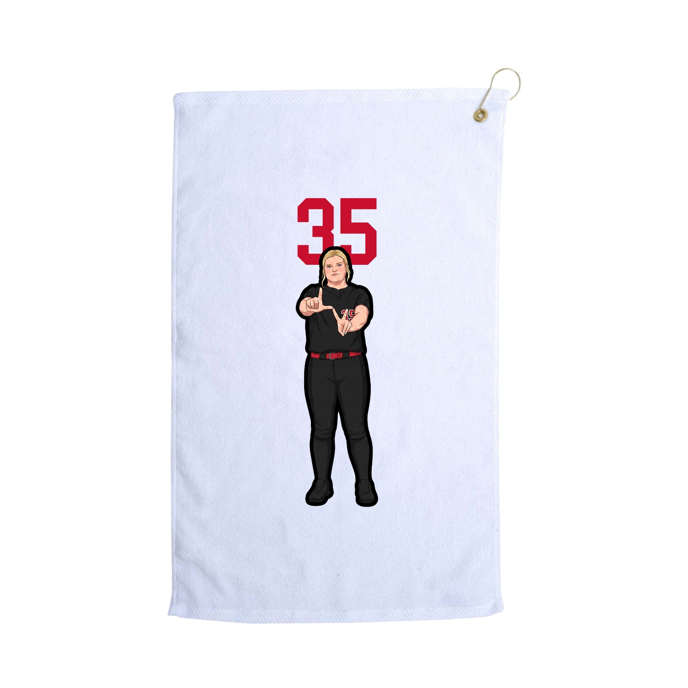 Golf Towel — Number Top in White
