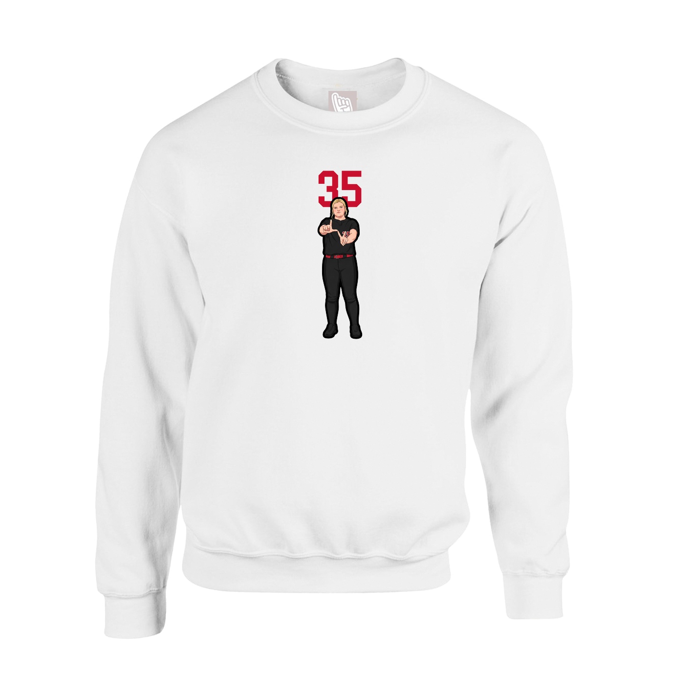 Fleece Crew — Number Top in White