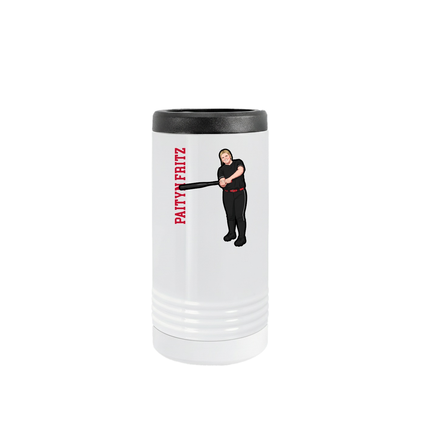 Slim Beverage Holder — Name Vertical in White