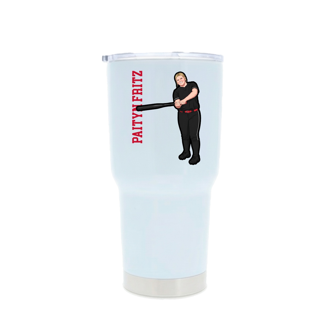 30oz Stainless Steel Tumbler — Name Vertical in White