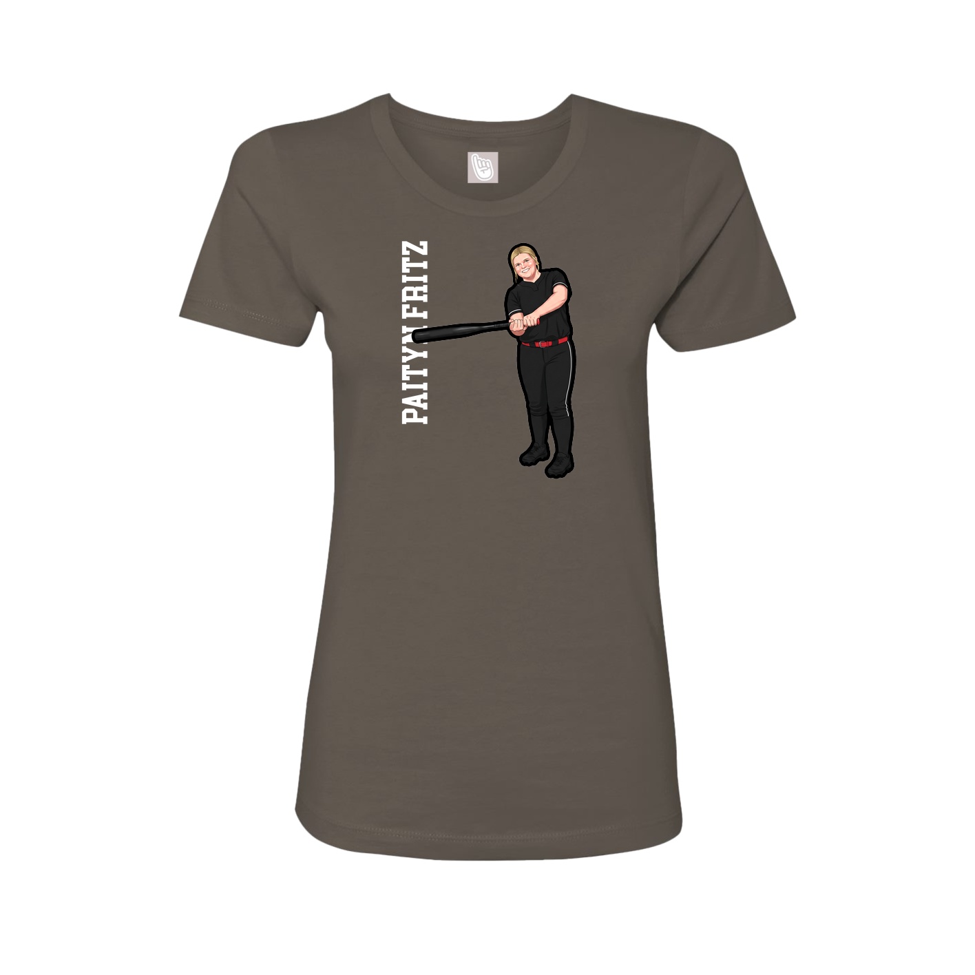 Fitted Women's Tee — Name Vertical in Grey