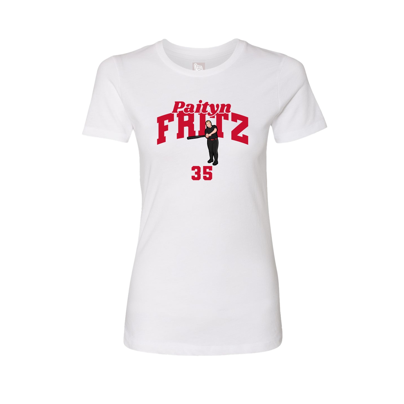 Fitted Women's Tee — Signature Arch in White