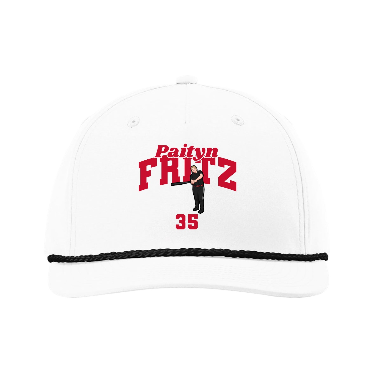 Five-Panel Classic Rope Cap — Signature Arch in White