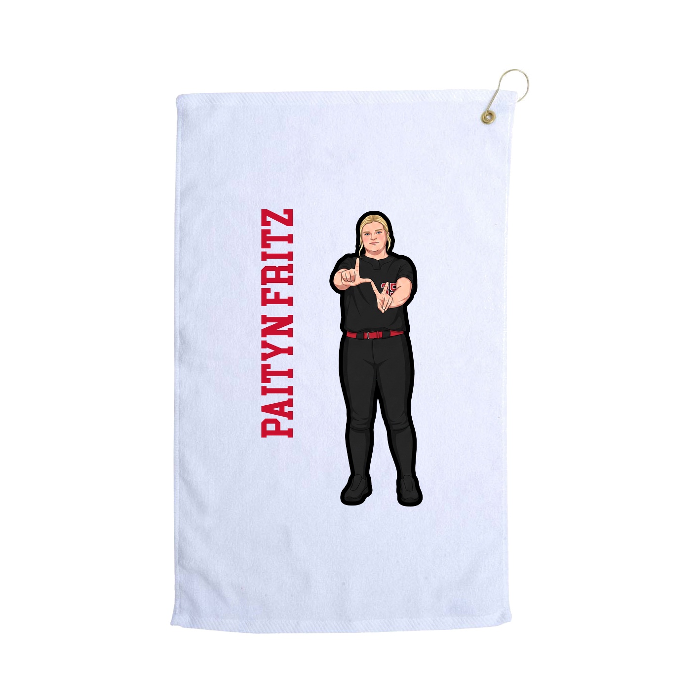 Golf Towel — Name Vertical in White