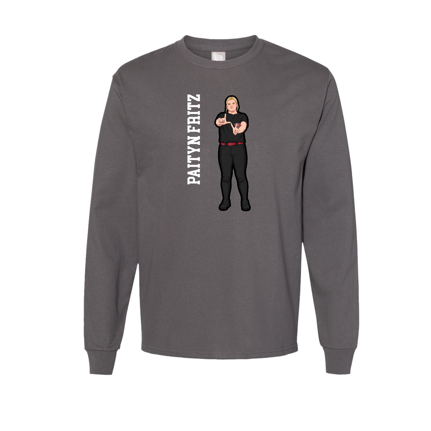 Long Sleeve Tee — Name Vertical in Grey