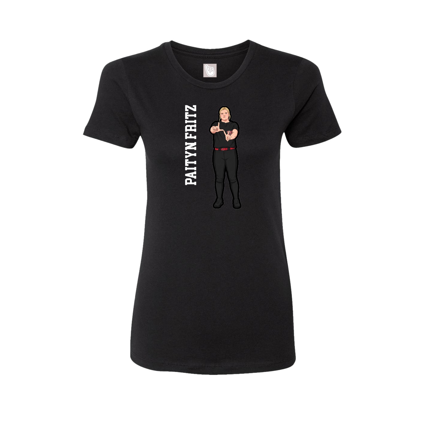 Fitted Women's Tee — Name Vertical in Black