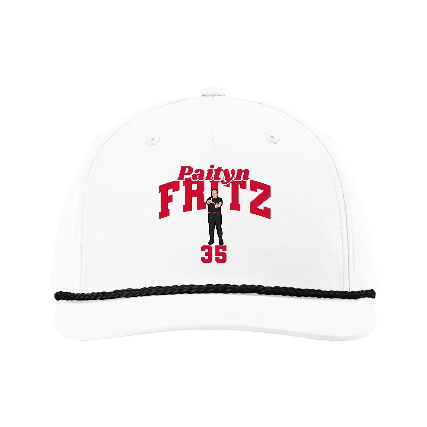 Five-Panel Classic Rope Cap — Signature Arch in White