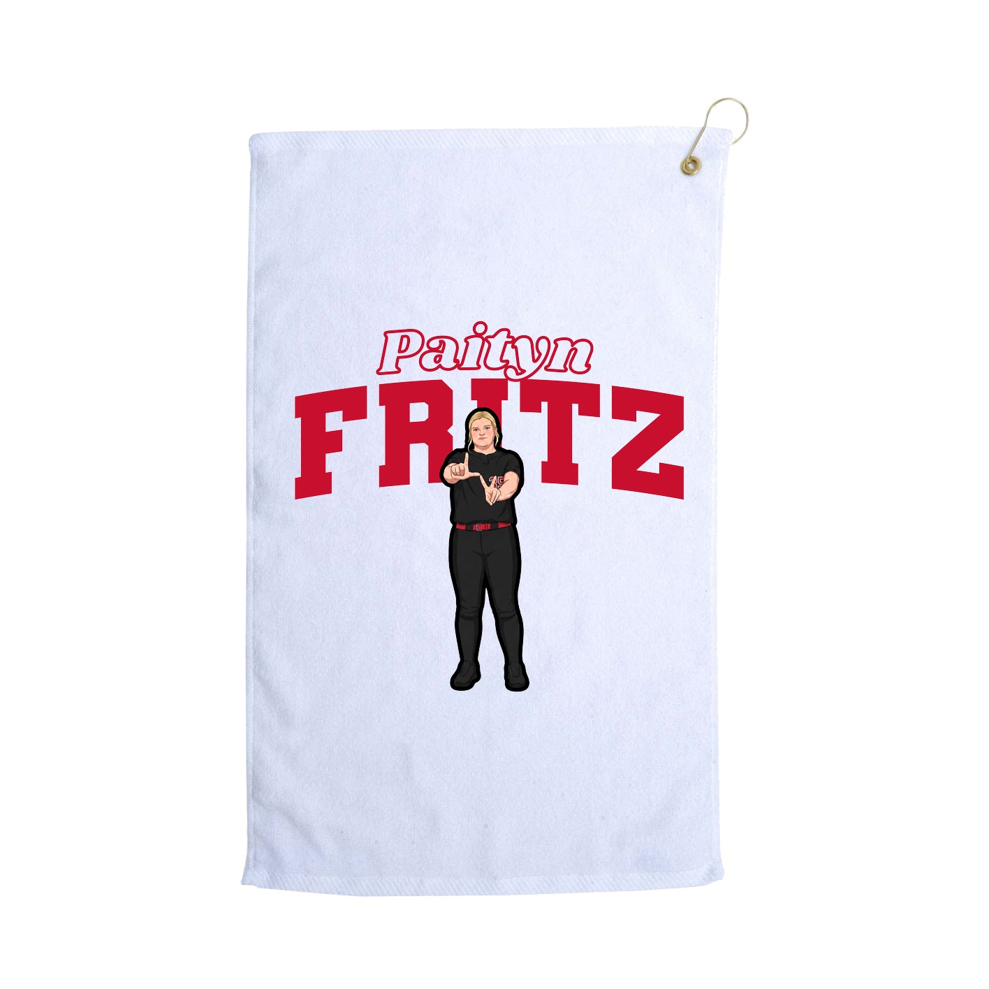 Golf Towel — Name Arch in White
