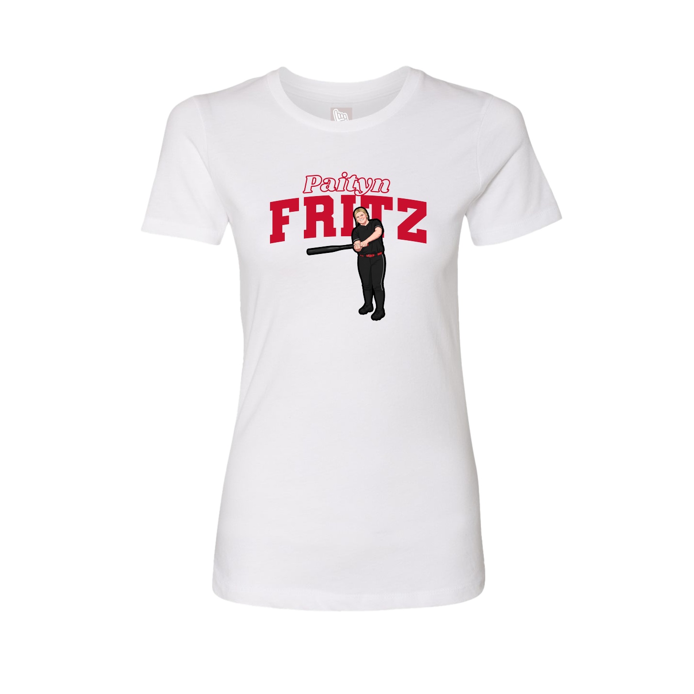 Fitted Women's Tee — Name Arch in White