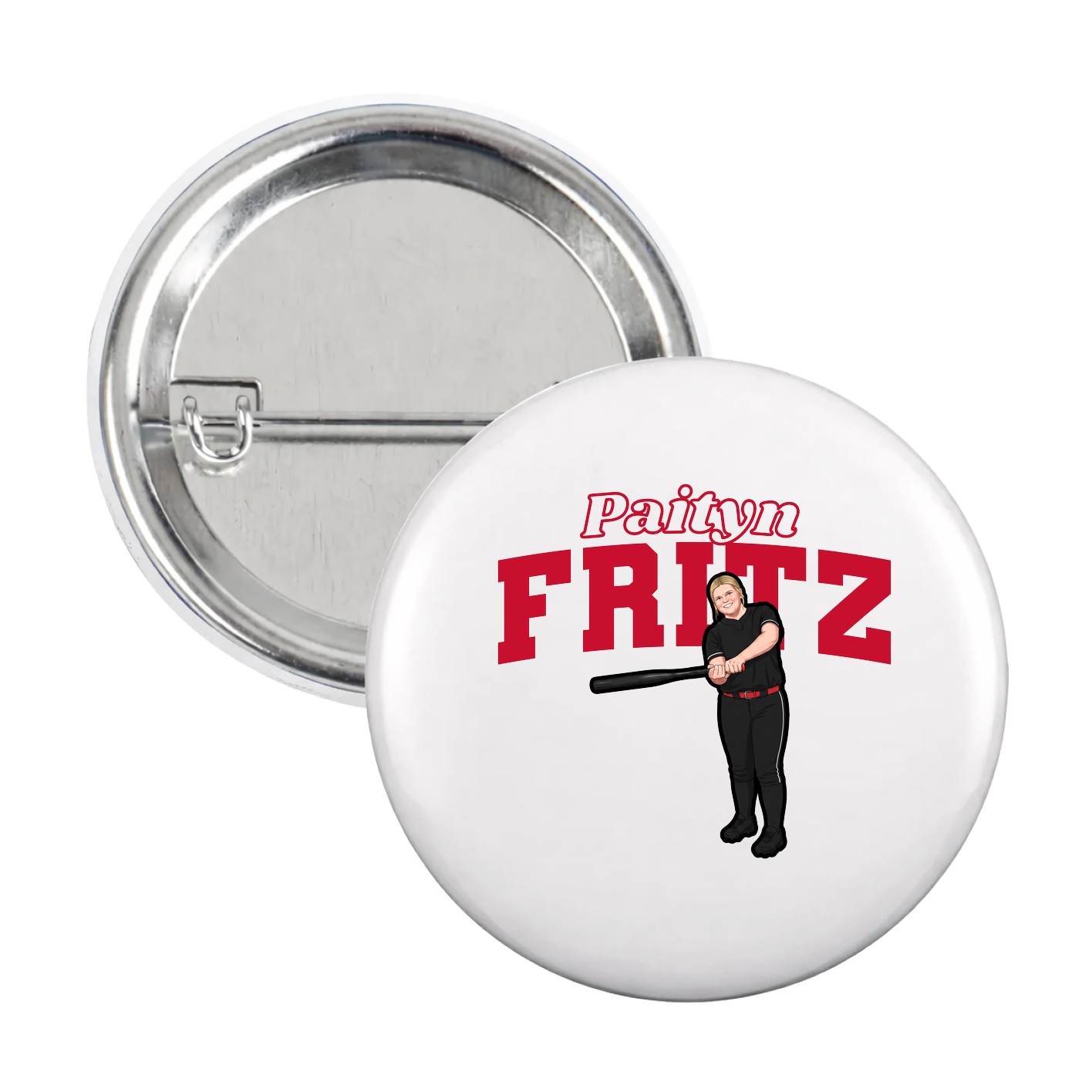 Game Day Button — Name Arch in White
